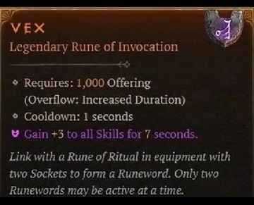 Vex Runa Rune Diablo 4 сезон 8 повернення Беліала D4 Legendary Rune Invocation