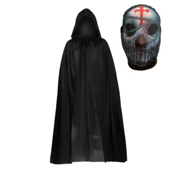 Чорна довга накидка з капюшоном + маска смерті