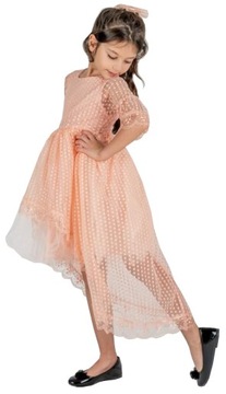 Сукня елегантна Абрикосова тюлева зі шлейфом 11 H114B