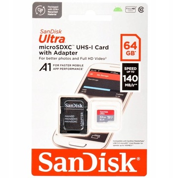 SanDisk ULTRA MICRO SD SDXC A1 64GB 140MB / S + AD