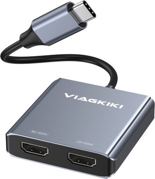 Viagkiki двойной адаптер HDMI 4K / 8K USB-C OUTLET