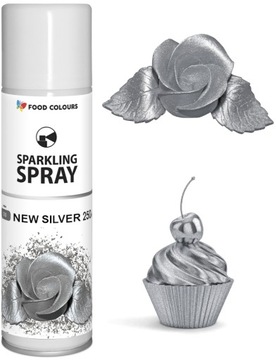 Пищевой спрей-краситель съедобное серебро 250 мл