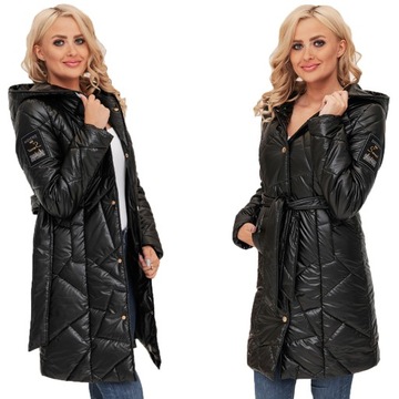 ДЛИННОЕ СТЕГАНОЕ ПАЛЬТО С ПЕРЕХОДНЫМ ПОЯСОМ XL