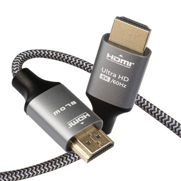 ТВЕРДИЙ КАБЕЛЬ З'ЄДНАННЯ HDMI-HDMI 2.1 ОПЛЕТКА 8K 4K 3M