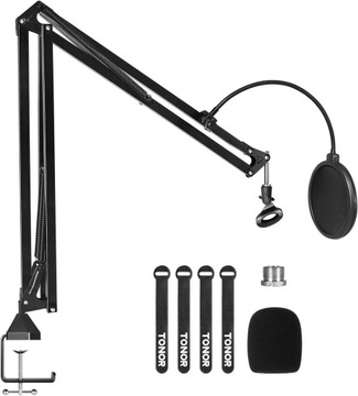 Подставка для микрофона TONOR, расширенный шарнирный рычаг с поп-фильтром, adapt