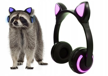 Світлодіодні навушники для дітей з вушками єнота