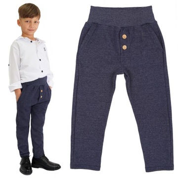 Темно-синие элегантные брюки для мальчиков, облегающие брюки без пуговиц, эластичная лента R. 134