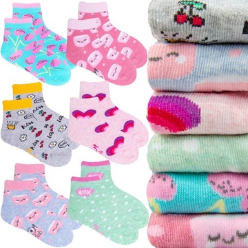 6-Pack бавовна Щиколотки шкарпетки ніжний ребристі дівчата 31-34