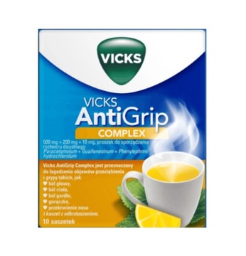Vicks AntiGrip Complex, лимон, 10 пакетиків