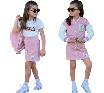 комплект спортивний костюм для дівчаток толстовка бейсбольна спідниця хіт 122/128 рожевий