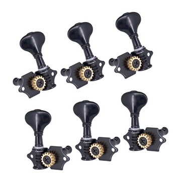 Folk Guitar String Key Button Tuning Pegs Machine Heads 3 Black