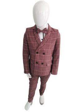 Костюм для мальчиков, деловой костюм, элегантный комплект с галстуком-бабочкой в клетку, 116