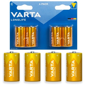 Щелочные батареи VARTA R14 C LONGLIFE 4 шт.