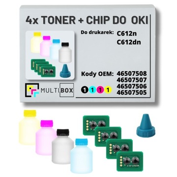 Новий 4-Pack набір тонерів + чіпи для Oki C612 C612n C612dn Multibox