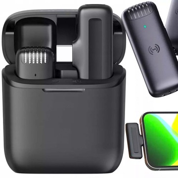 Бездротовий петличний мікрофон для iPhone 15 Samsung Android USB-C