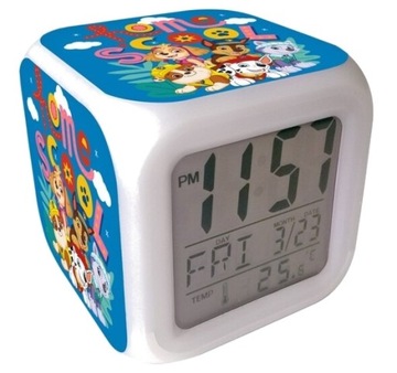 Годинник будильник світлодіодний 7 кольорів Щенячий патруль для дітей