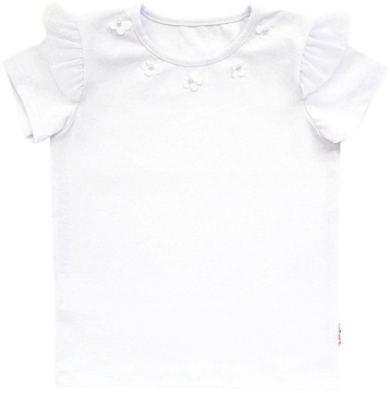 Белая праздничная блузка с коротким рукавом для девочек с цветочным принтом AIPI 128