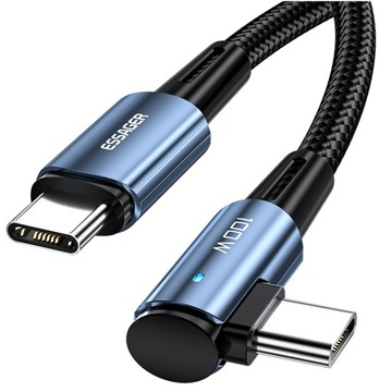 Угловой кабель ESSAGER USB Type C - USB C QC 5A 100 Вт для HUAWEI XIAOMI 2 метра