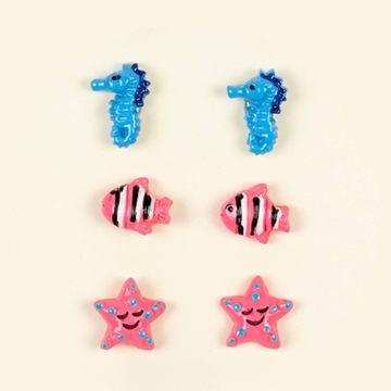 Сережки Sea рожевий і синій 3 пари для дітей