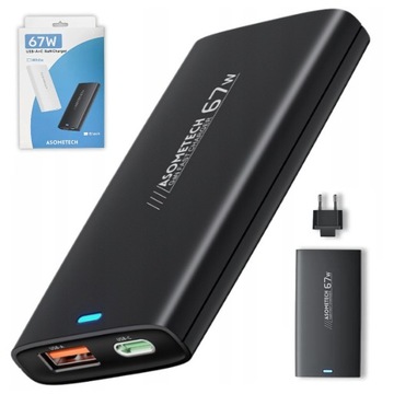 Ультратонкое зарядное устройство ASOMETECH GaN5 67W USB - C USB-A PD QC 3.0