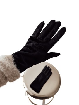 Женские зимние перчатки с сенсорным экраном, теплые меховые перчатки, черный цвет