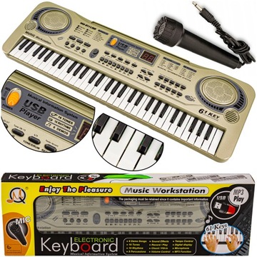 Портативная клавиатура для детей, обучающая игра, USB-порт, орган с микрофоном