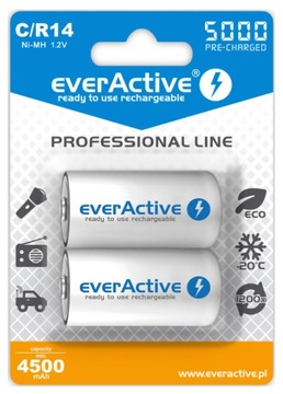 2x акумуляторні батареї EVERACTIVE R14 C 5000mAh