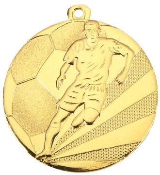 Золотая медаль соревнования футбол 50 мм + лента злотый