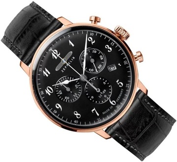 Елегантний чоловічий годинник ZEPPELIN 7084-2 CHRONO з ремінцем в стилі ретро 40 мм