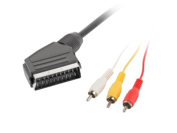 Кабель-адаптер LANBERG SCART - 3X RCA 1,8 м Чорний