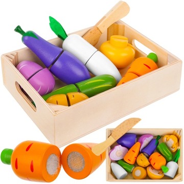 Деревянный набор для нарезки овощей с липучкой и липучкой для детей в коробке