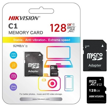 Карта памяти microSD Hikvision HS-TF-C1 128GB + адаптер