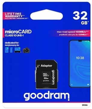 КАРТА ПАМ'ЯТІ GOODRAM 32 ГБ MICRO SDHC CLASS 10 + SD-АДАПТЕР