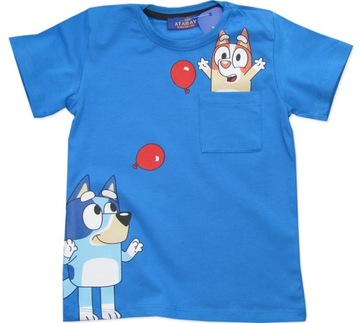 122 (7) блузка с карманом футболка BLUEY BINGO с коротким рукавом синий K217