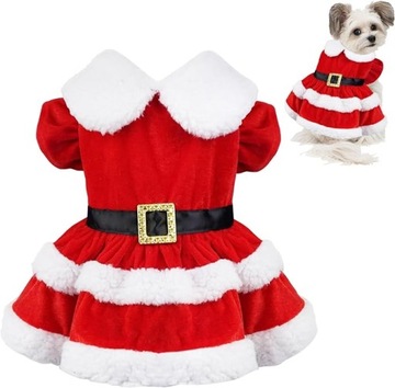 Різдвяне плаття для собак, Різдвяний костюм для собак, Одяг для собак, Червона собака, Санта-Клаус, м