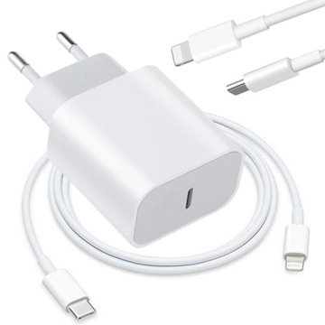 ШВИДКИЙ ЗАРЯДНИЙ ПРИСТРІЙ ДЛЯ IPHONE CUBE USB C 20W + КАБЕЛЬ 1M IPHONE LIGHTNING