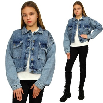 Весняна джинсова куртка з кишенями оверсайз 146