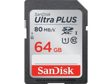 Карта памяти SanDisk Ultra PLUS 64GB U1 C10 SDXC