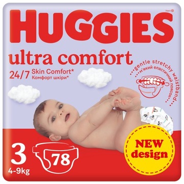 Подгузники HUGGIES Ultra Comfort размер 3 (5-9 кг)
