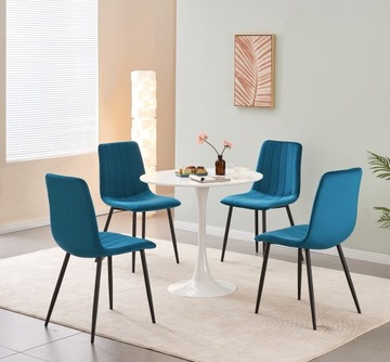 New Teal MOF 4 x Velvet Stripe Dining Chairs