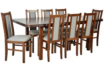 Стол 90x160 / 200 см и 8 деревянных стульев / 4 цвета