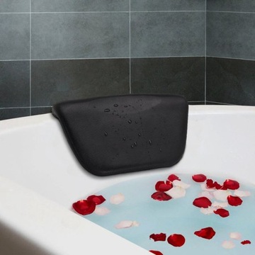 Подушка для ванни спа-підголівник з присосками чорна шкіра