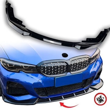 Сплиттер юбка BMW 3 серии G20 2023 + M PACK черный глянец супер качество