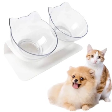 Подвійна миска для кішок і собак з підставкою 2 x 300 мл
