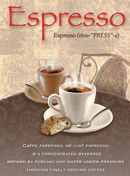 Эспрессо итальянский кофе металлический плакат подарок