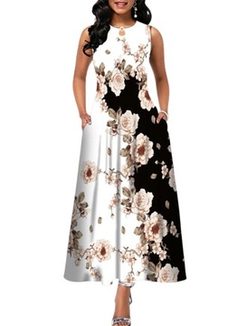 Элегантное длинное платье с цветочным принтом