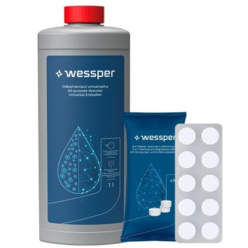 Wessper: средство для удаления накипи для кофемашины 1 л + очищающие и обезжиривающие таблетки