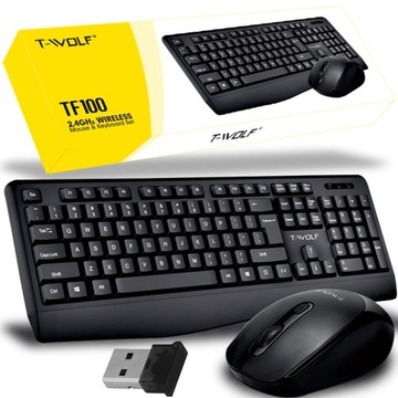 T-WOLF TF100 БЕСПРОВОДНАЯ МЕМБРАННАЯ КЛАВИАТУРА БЕСПРОВОДНАЯ BT + МЫШЬ