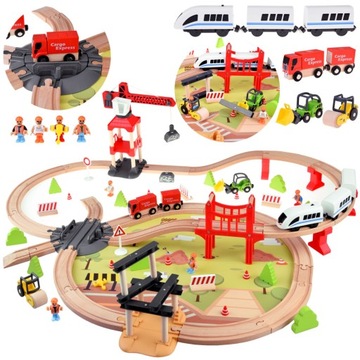 Дерев'яна залізниця для дітей транспортна база кран поїзд треки ZA4830
