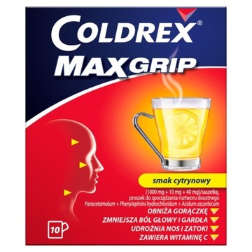 Coldrex MaxGrip 1000 мг + 10 мг + 40 мг, 10 Саше